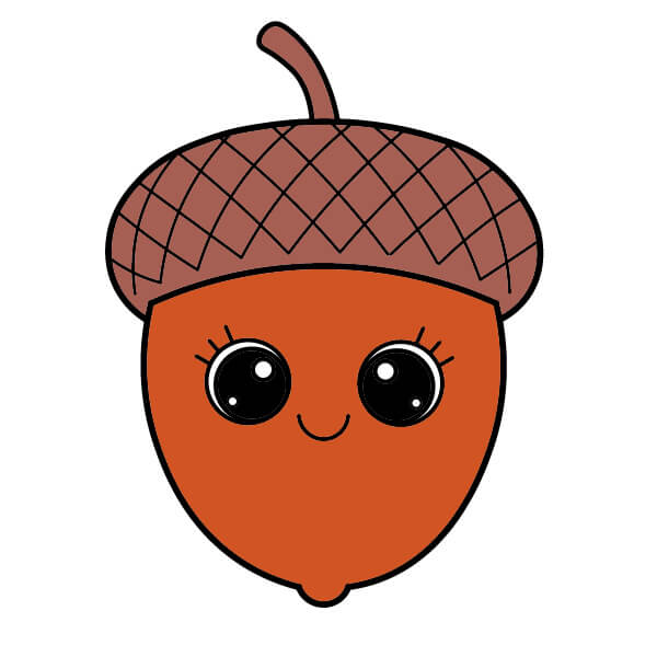 Cách vẽ Quả Sồi dễ thương cho trẻ em