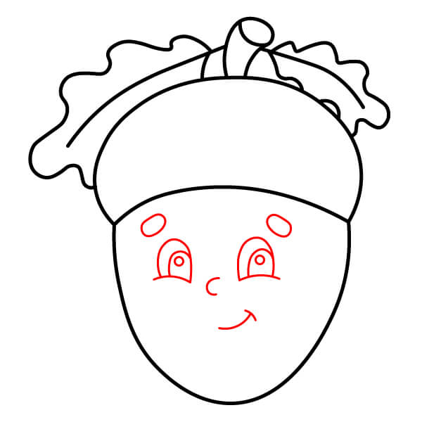 Hướng dẫn vẽ Quả Sồi vui vẻ và dễ dàng cho trẻ em - Bước 6