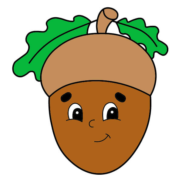 Hướng dẫn vẽ Quả Sồi vui vẻ và dễ dàng cho trẻ em - Bước 7