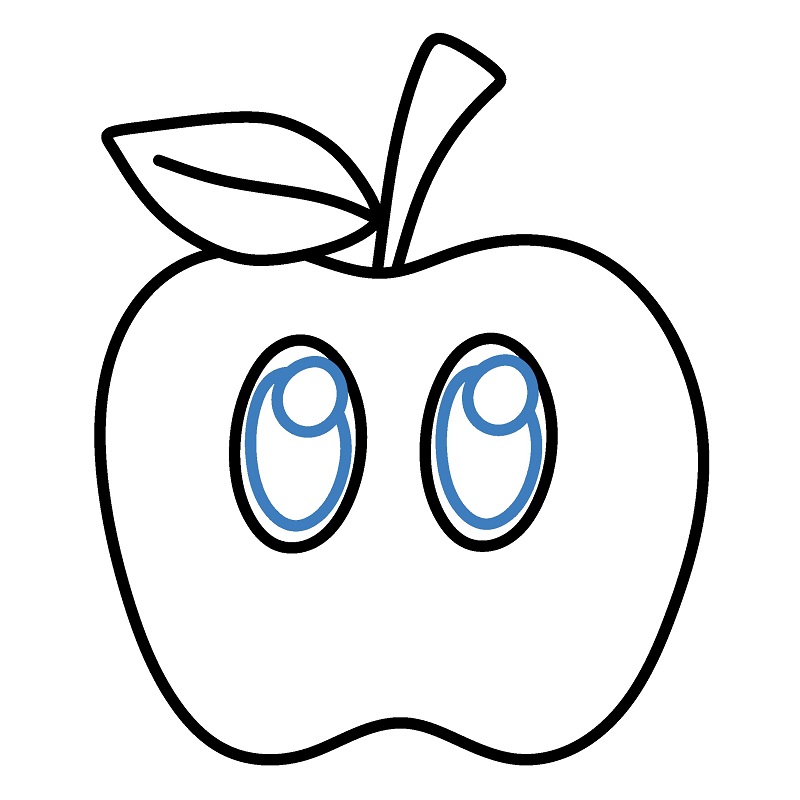Hướng dẫn vẽ quả táo hoạt hình đáng yêu. - Bước 5
