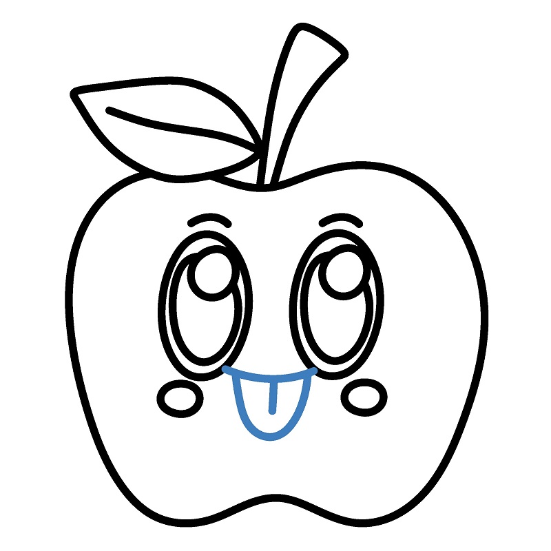 Hướng dẫn vẽ quả táo hoạt hình đáng yêu. - Bước 7