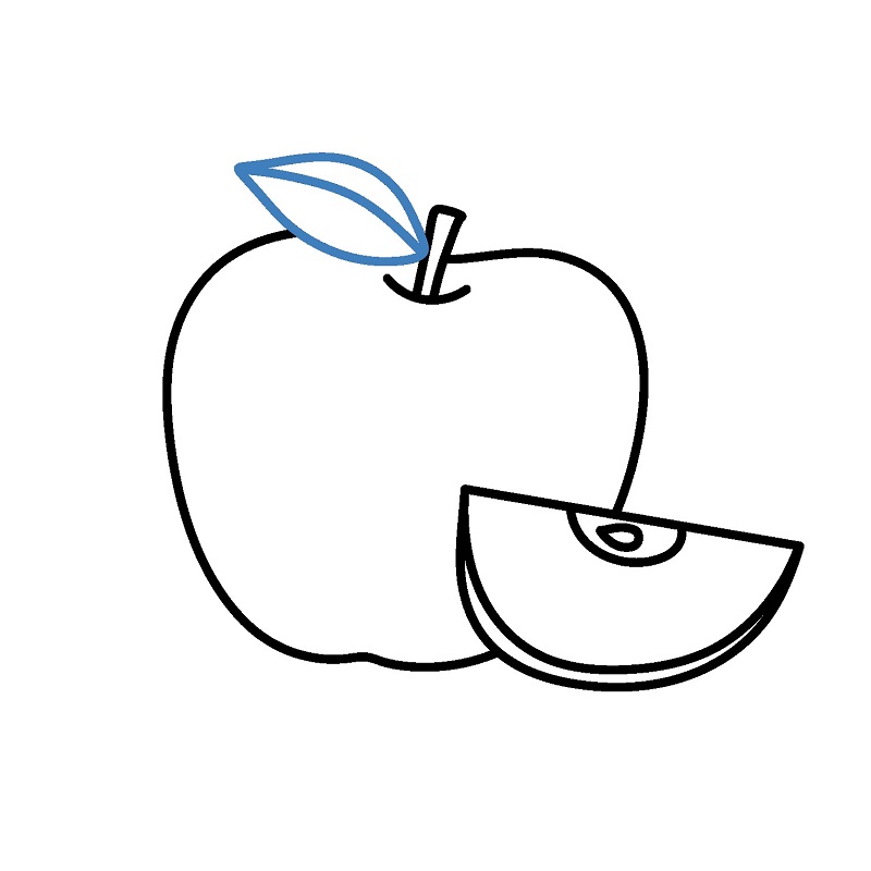 Hướng dẫn vẽ một quả táo nguyên vẹn và một miếng táo đã cắt. - Bước 6