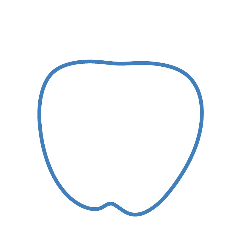 Hướng dẫn vẽ nửa quả táo. - Bước 1