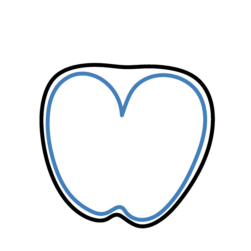 Hướng dẫn vẽ nửa quả táo. - Bước 2