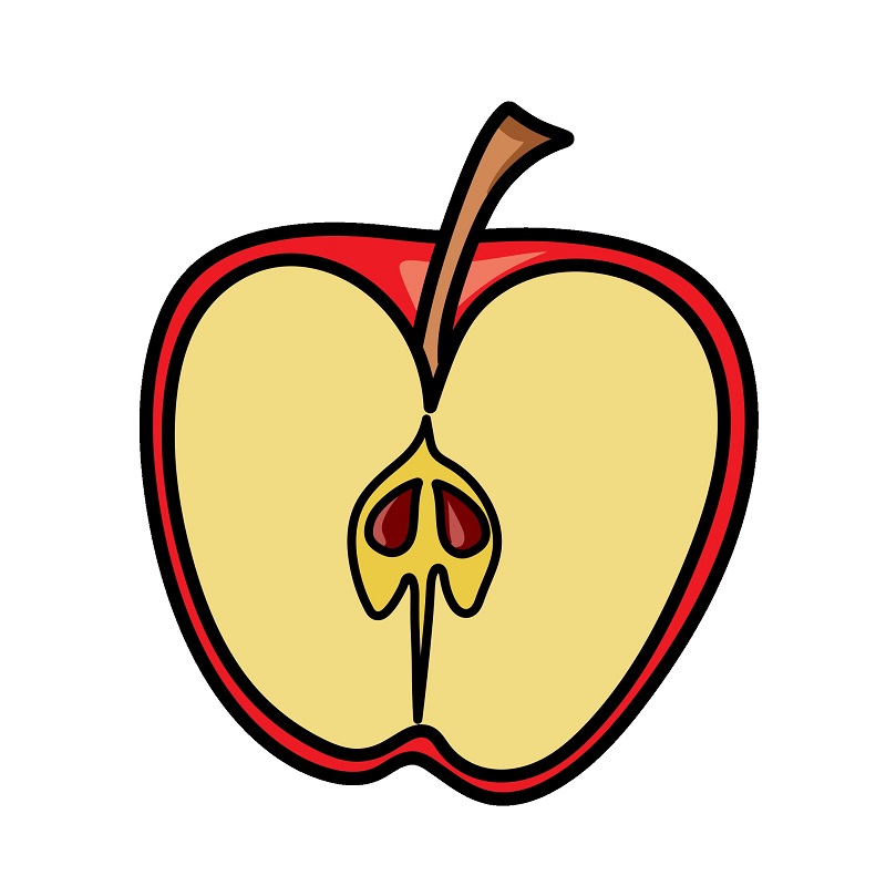 Hướng dẫn vẽ nửa quả táo.