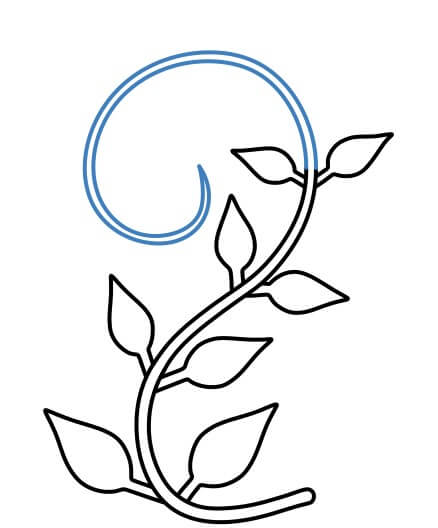 Hướng dẫn vẽ nhánh cây dây leo hình chữ S đơn giản. - Bước 7