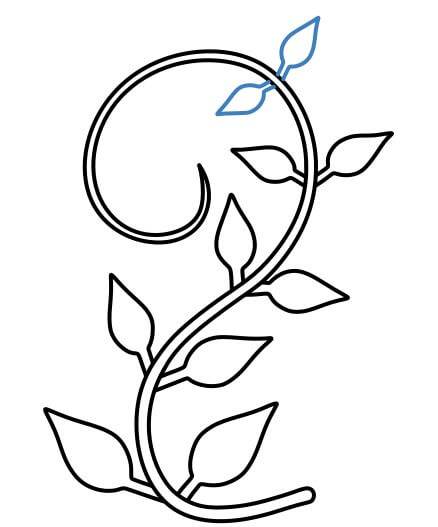 Hướng dẫn vẽ nhánh cây dây leo hình chữ S đơn giản. - Bước 8