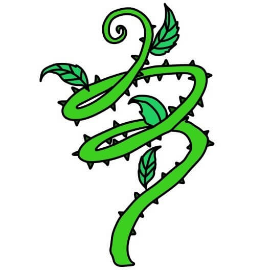 Hướng dẫn vẽ cây dây leo xoắn có nhiều gai. - Bước 12