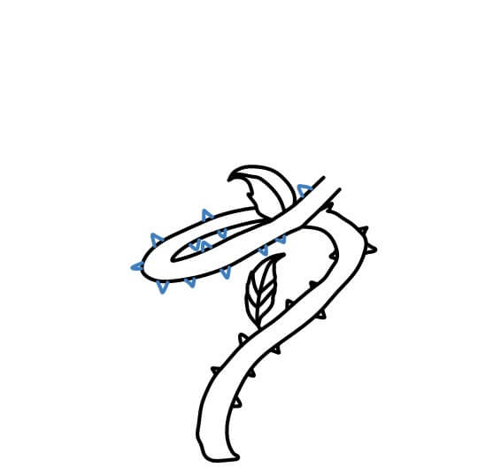 Hướng dẫn vẽ cây dây leo xoắn có nhiều gai. - Bước 5