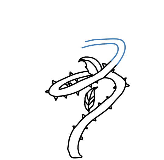 Hướng dẫn vẽ cây dây leo xoắn có nhiều gai. - Bước 6