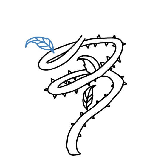 Hướng dẫn vẽ cây dây leo xoắn có nhiều gai. - Bước 9