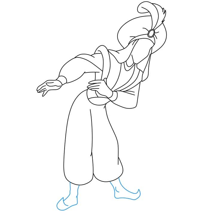 Hướng dẫn cách vẽ nhân vật Aladdin đang cúi chào - Bước 4