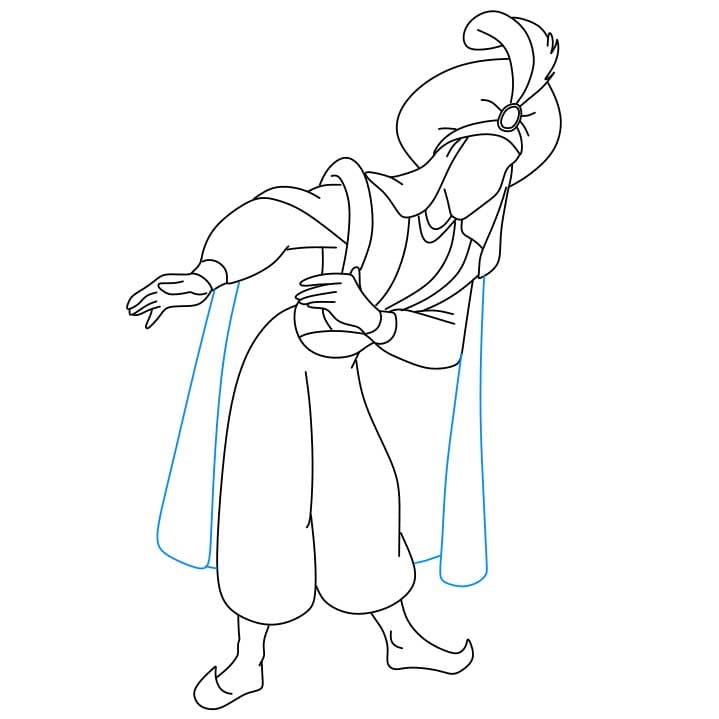 Hướng dẫn cách vẽ nhân vật Aladdin đang cúi chào - Bước 5