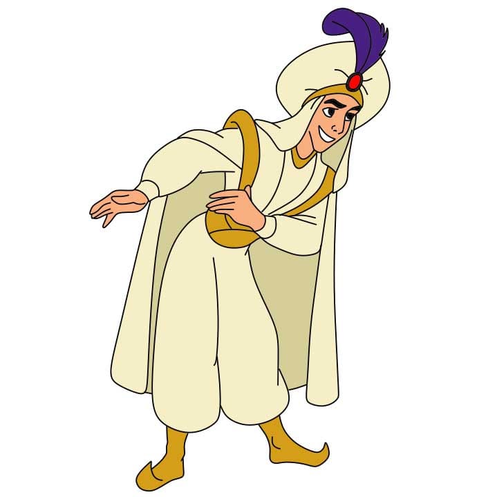 Hướng dẫn cách vẽ nhân vật Aladdin đang cúi chào - Bước 7