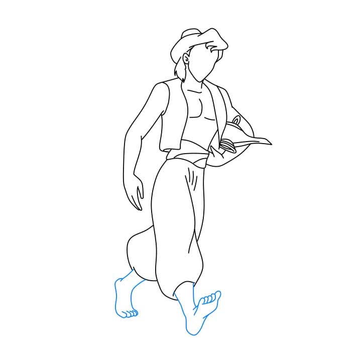 Hướng dẫn cách vẽ nhân vật Aladdin đang cầm cây đèn thần - Bước 6