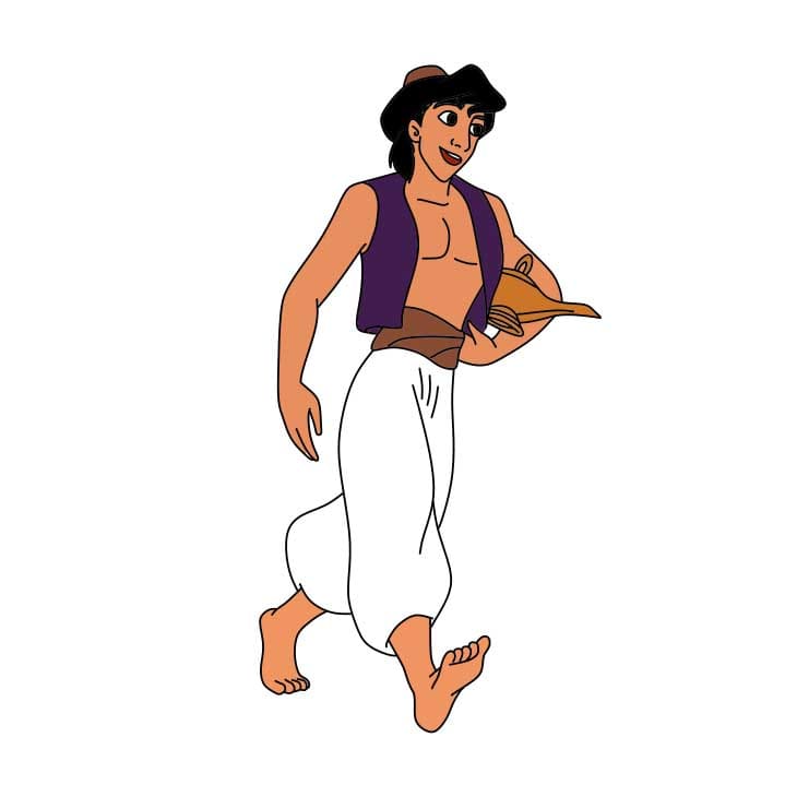 Hướng dẫn cách vẽ nhân vật Aladdin đang cầm cây đèn thần