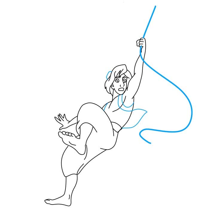 Hướng dẫn cách vẽ nhân vật Aladdin đang đu dây - Bước 7