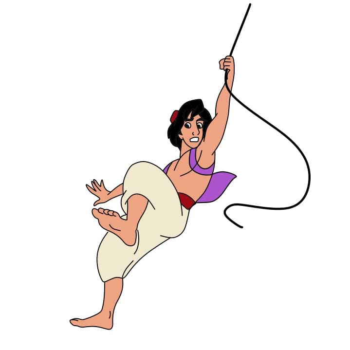 Hướng dẫn cách vẽ nhân vật Aladdin đang đu dây - Bước 8