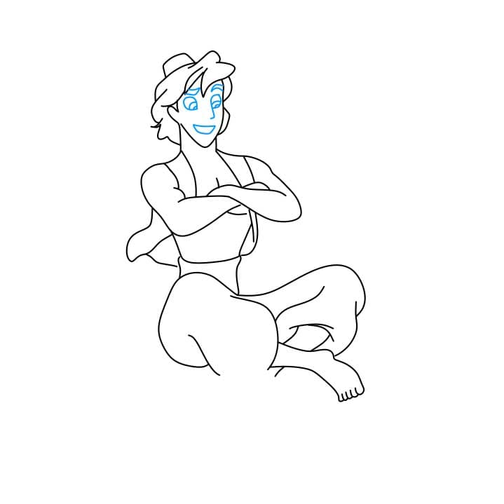 Hướng dẫn cách vẽ nhân vật Aladdin đang ngồi lên tấm thảm bay - Bước 6