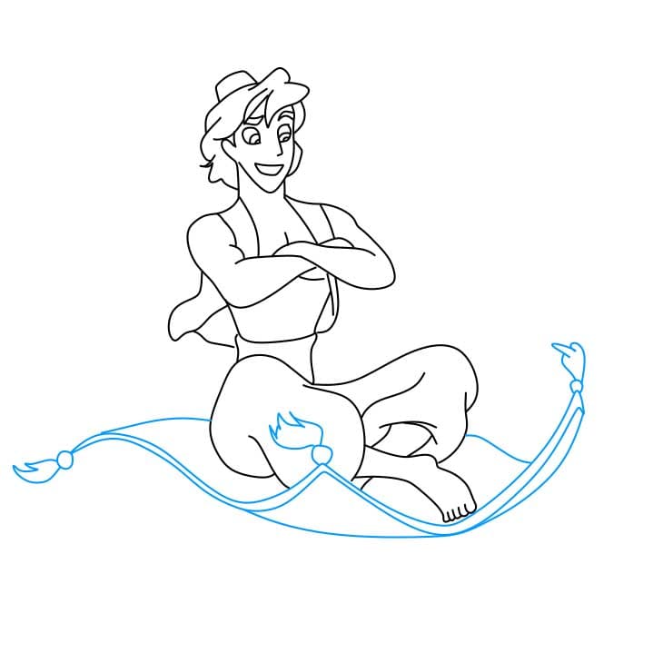 Hướng dẫn cách vẽ nhân vật Aladdin đang ngồi lên tấm thảm bay - Bước 7