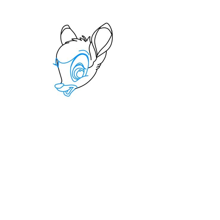Hướng dẫn cách vẽ Bambi chi tiết từng bước cho bé - Bước 3