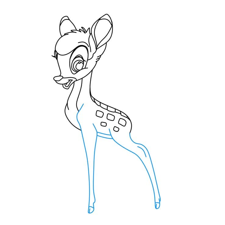 Hướng dẫn cách vẽ Bambi chi tiết từng bước cho bé - Bước 5