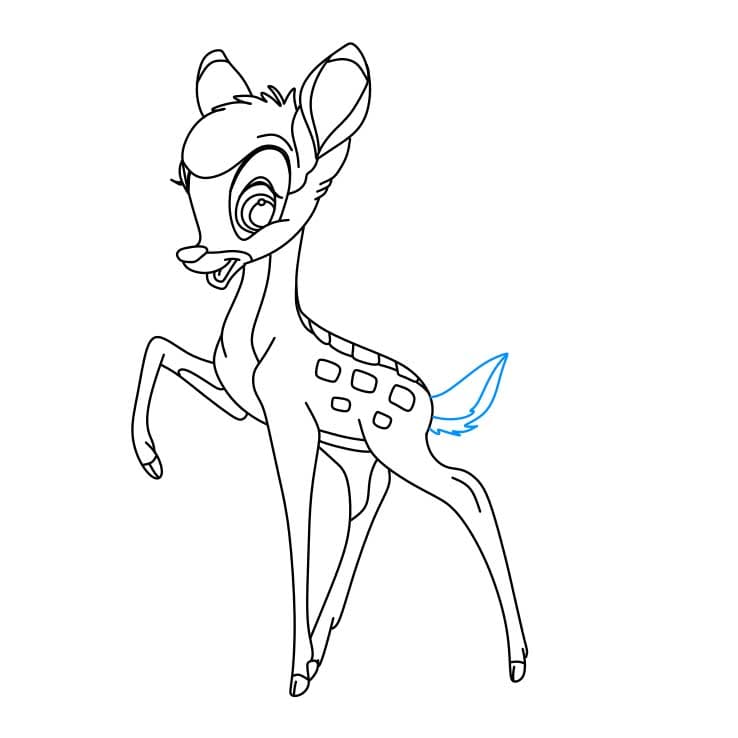 Hướng dẫn cách vẽ Bambi chi tiết từng bước cho bé - Bước 6