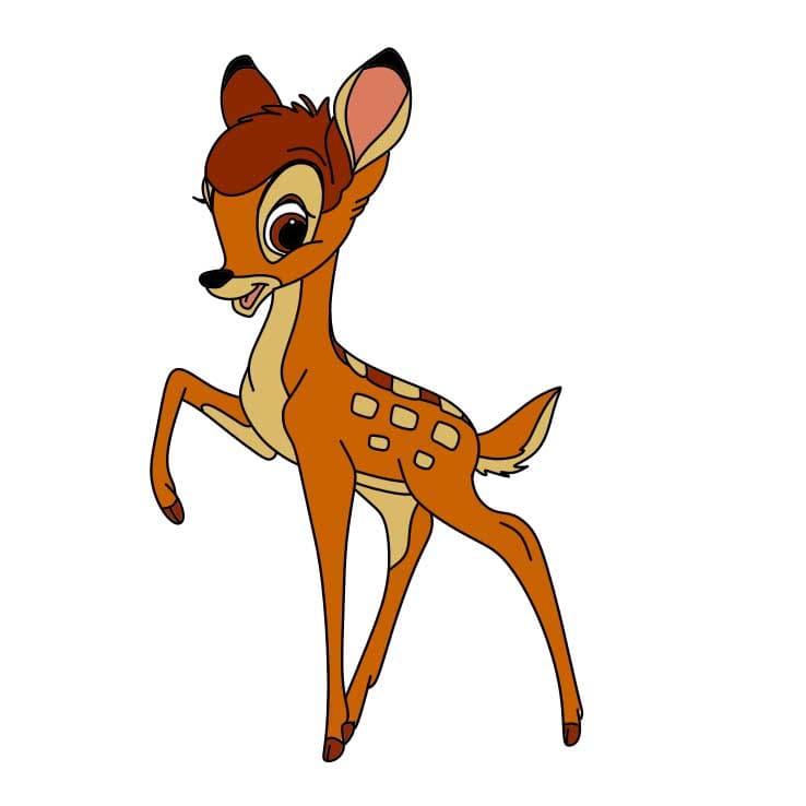 Hướng dẫn cách vẽ Bambi chi tiết từng bước cho bé - Bước 7
