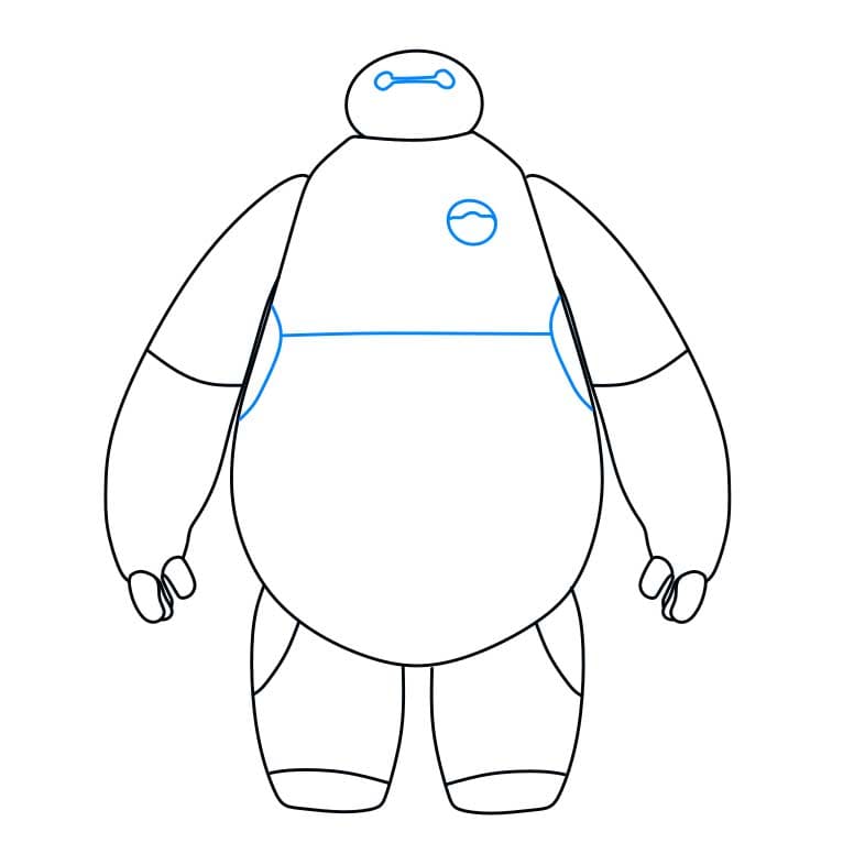 Hướng dẫn cách vẽ nhân vật Baymax đơn giản và dễ thương cho bé - Bước 4