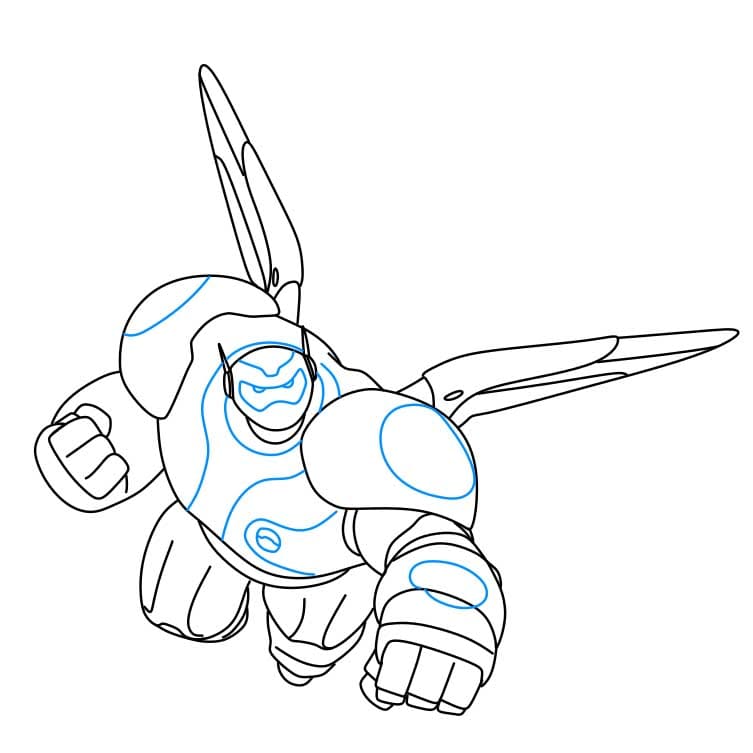 Hướng dẫn vẽ nhân vật Baymax đang bay - Bước 6