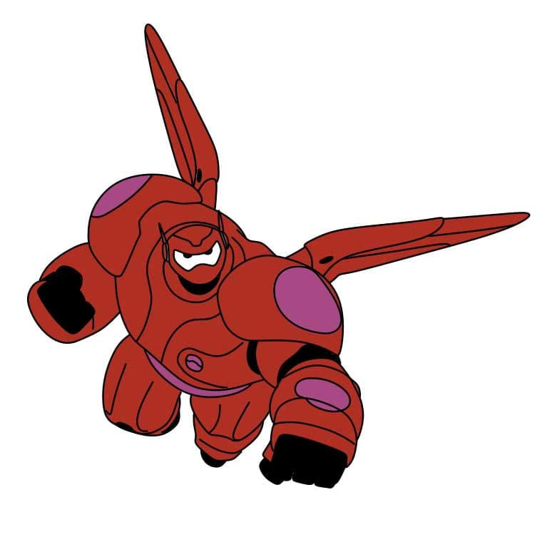 Hướng dẫn vẽ nhân vật Baymax đang bay