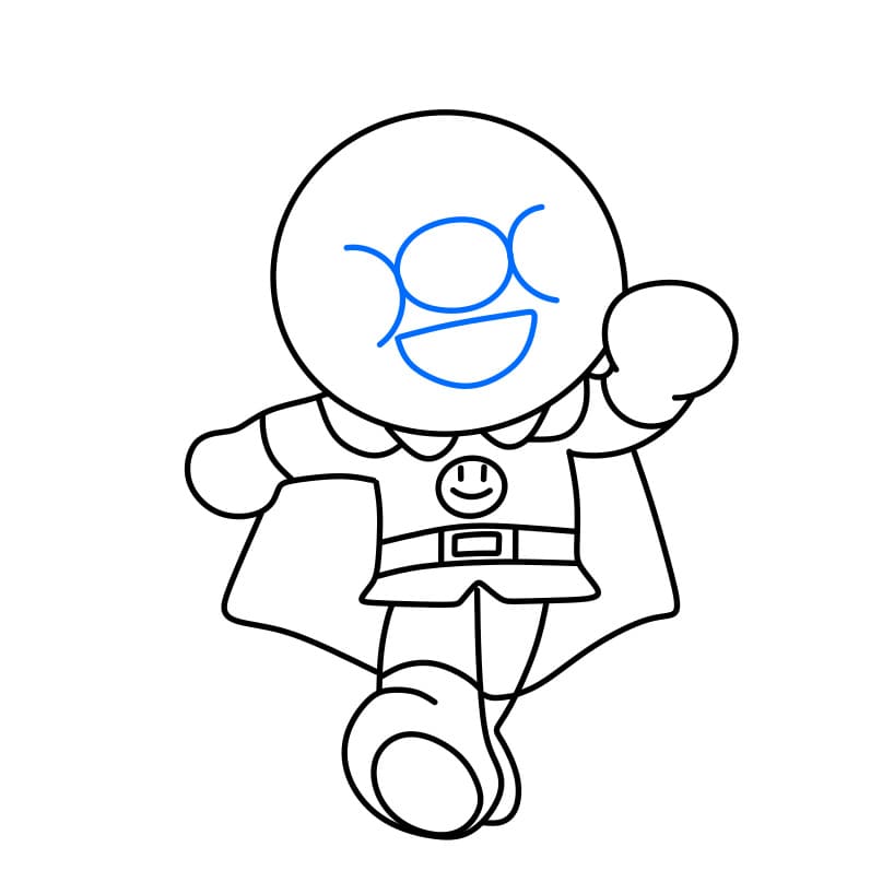 Hướng dẫn vẽ nhân vật Anpanman đang bước đi - Bước 6