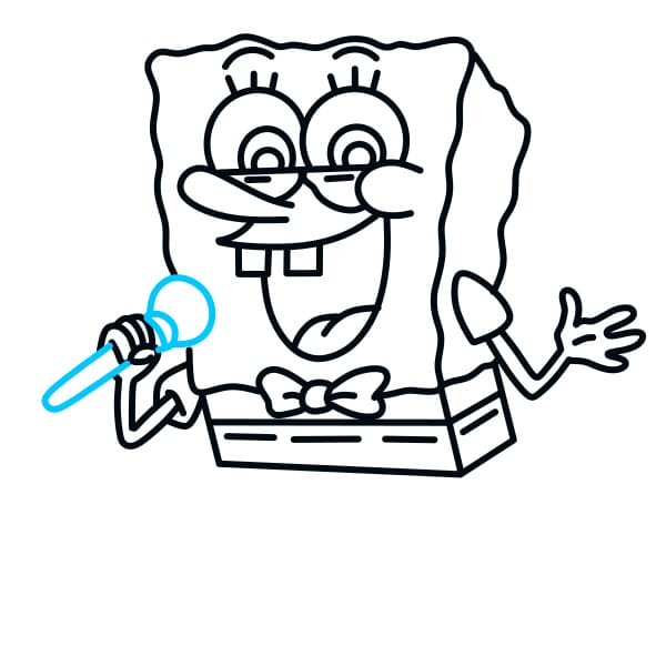 Hướng dẫn vẽ bọt biển SpongeBob đang ca hát - Bước 6