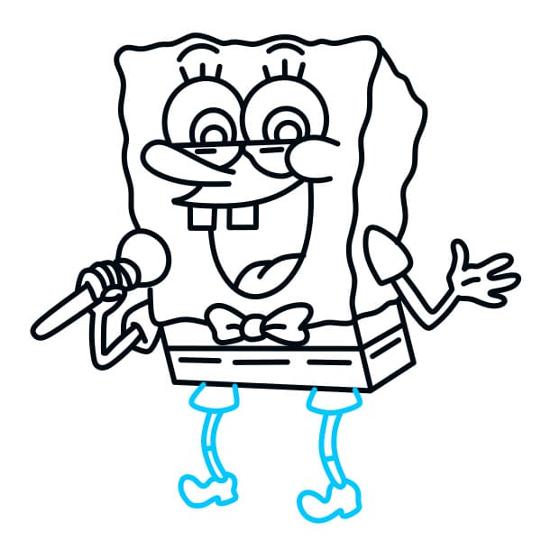 Hướng dẫn vẽ bọt biển SpongeBob đang ca hát - Bước 7