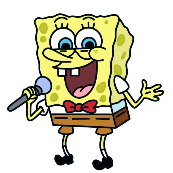 Hướng dẫn vẽ bọt biển SpongeBob đang ca hát