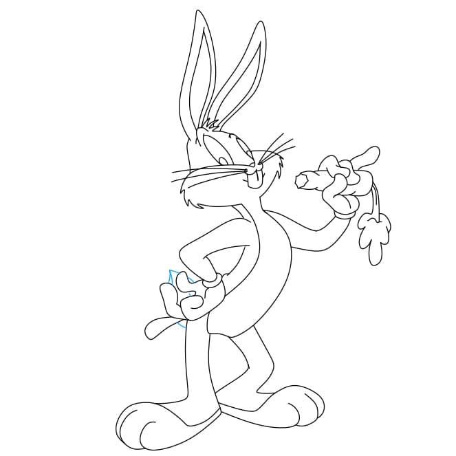 Hướng dẫn vẽ nhân vật Bugs Bunny đang ăn cà rốt cho bé - Bước 10