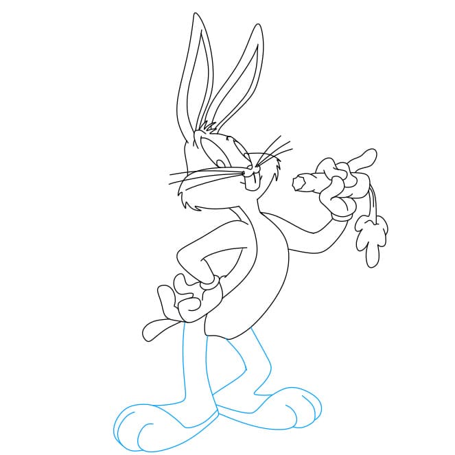 Hướng dẫn vẽ nhân vật Bugs Bunny đang ăn cà rốt cho bé - Bước 9