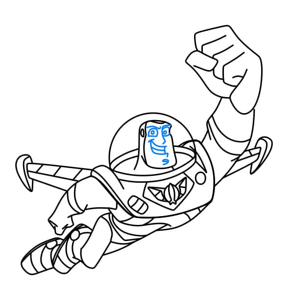 Hướng dẫn vẽ Buzz Lightyear (một nhân vật trong bộ phim hoạt hình Câu Chuyện Đồ chơi) đơn giản cho bé - Bước 8