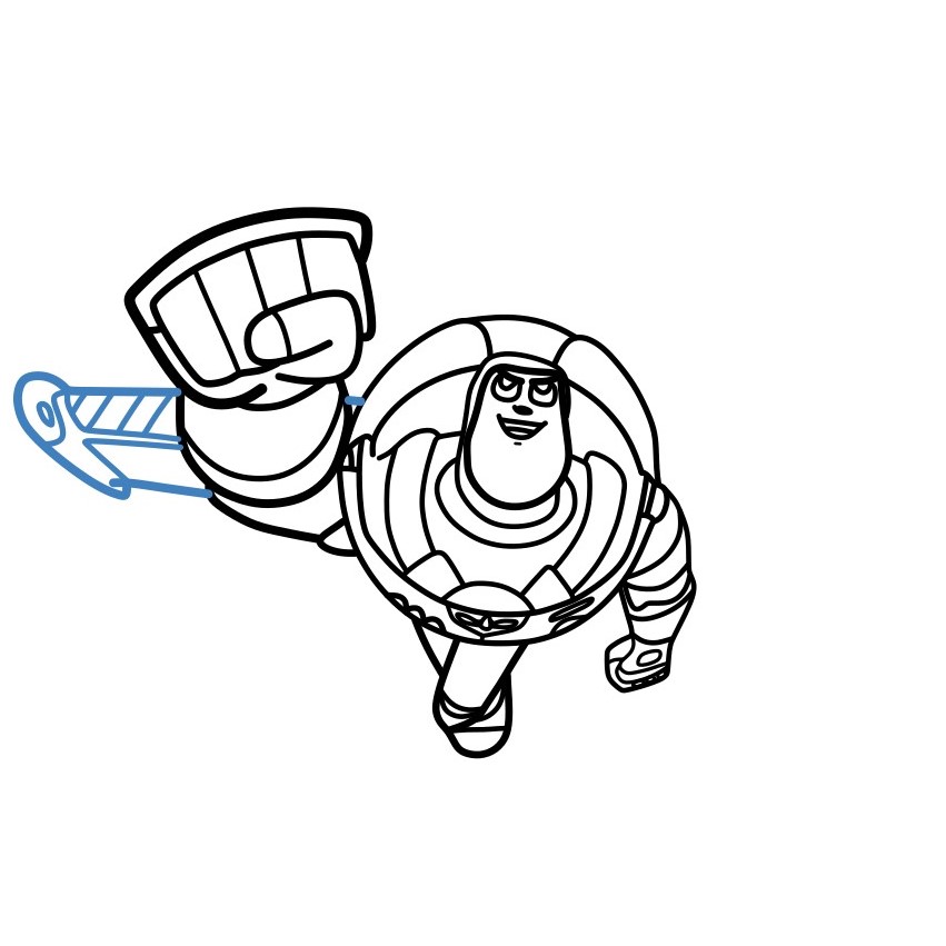 Hướng dẫn vẽ Buzz Lightyear tư thế bay chiến đấu. - Bước 10