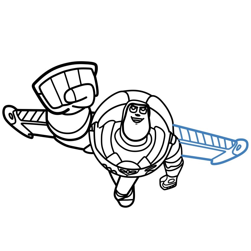 Hướng dẫn vẽ Buzz Lightyear tư thế bay chiến đấu. - Bước 11
