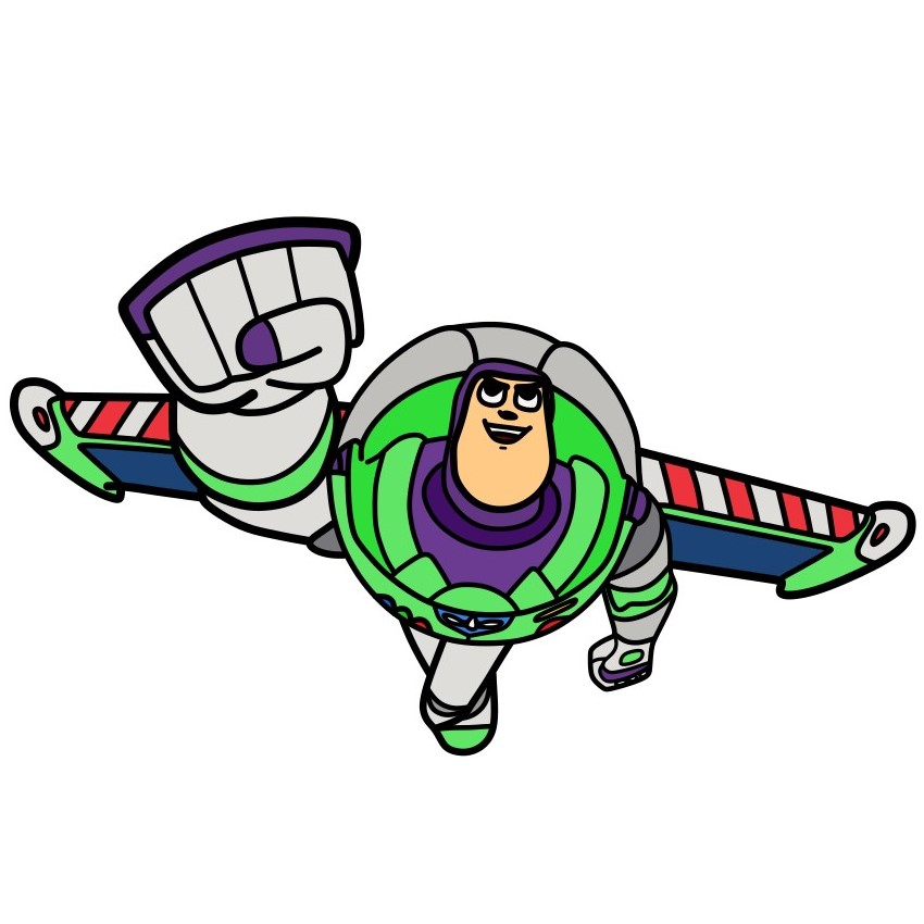 Hướng dẫn vẽ Buzz Lightyear tư thế bay chiến đấu. - Bước 12