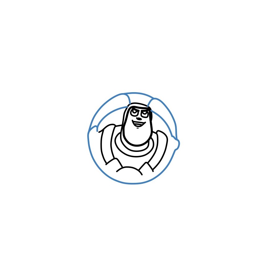 Hướng dẫn vẽ Buzz Lightyear tư thế bay chiến đấu. - Bước 4