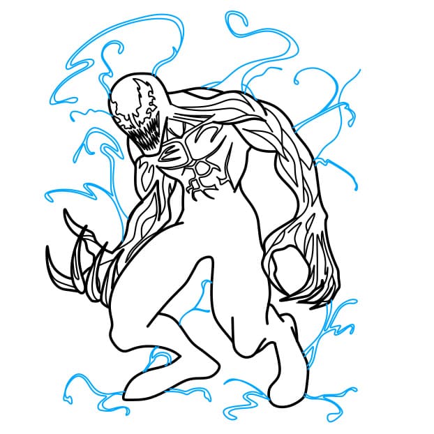 Hướng dẫn vẽ Carnage đáng sợ cho bé - Bước 8