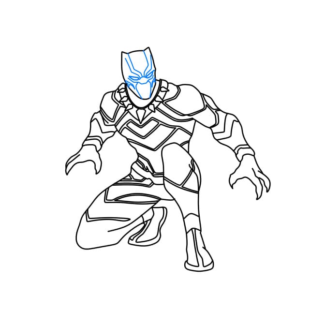 Hướng dẫn vẽ chiến binh Báo Đen trong vũ trụ Marver - Bước 8