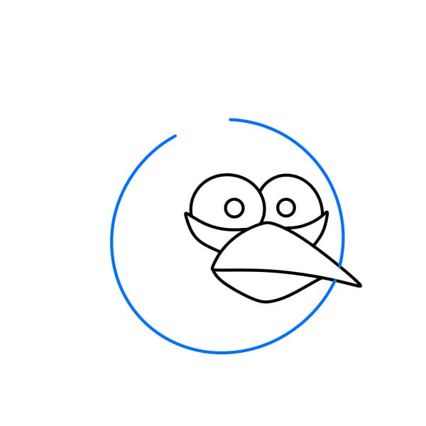 Hướng dẫn cách vẽ chú chim nổi giận màu xanh siêu đáng yêu và đơn giản cho bé - Bước 3