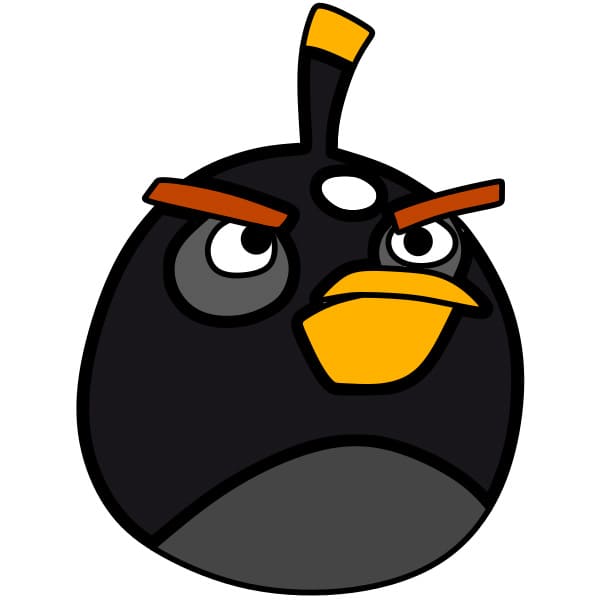 Hướng dẫn cách vẽ chú chim nổi giận màu đen siêu đáng yêu và đơn giản cho bé - Bước 6