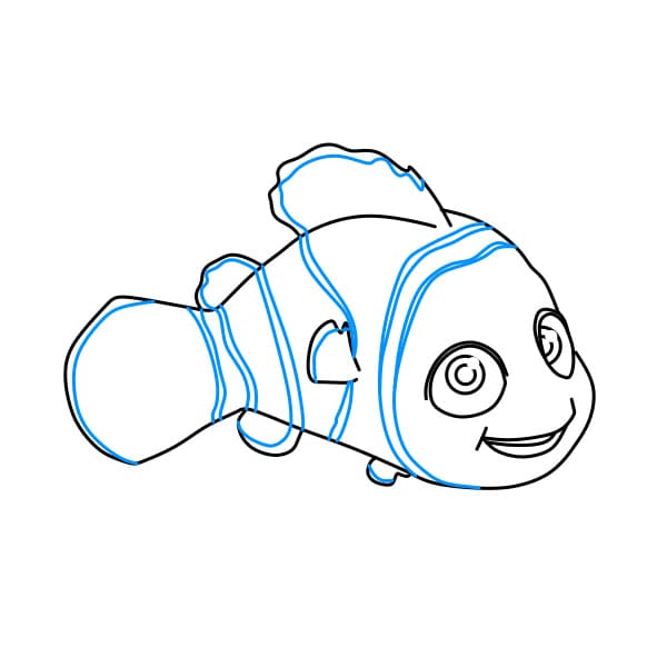 Hướng dẫn vẽ chú cá Nemo ( Trong phim hoạt hình Đi TÌm Nemo) cho bé - Bước 7