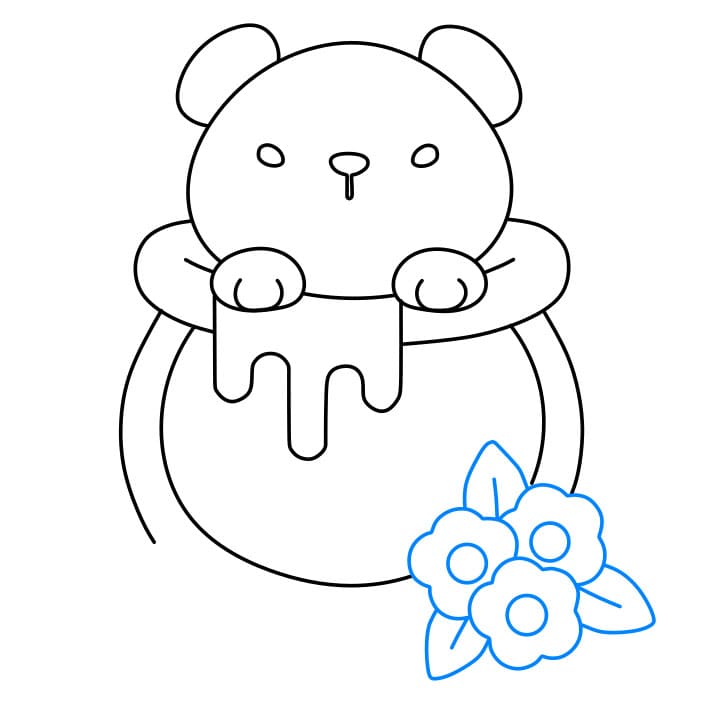 Hướng dẫn cách vẽ chú gấu dễ thương đang ở trong chiếc bình đựng mật ong đơn giản và đẹp cho bé - Bước 6