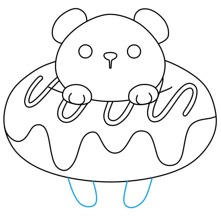 Hướng dẫn cách vẽ chú gấu dễ thương với một cái bánh donut đơn giản và đẹp cho bé - Bước 5