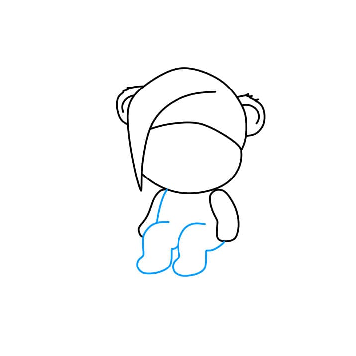 Hướng dẫn cách vẽ chú gấu dễ thương đang ngồi trên mặt trăng đơn giản và đẹp cho bé - Bước 5